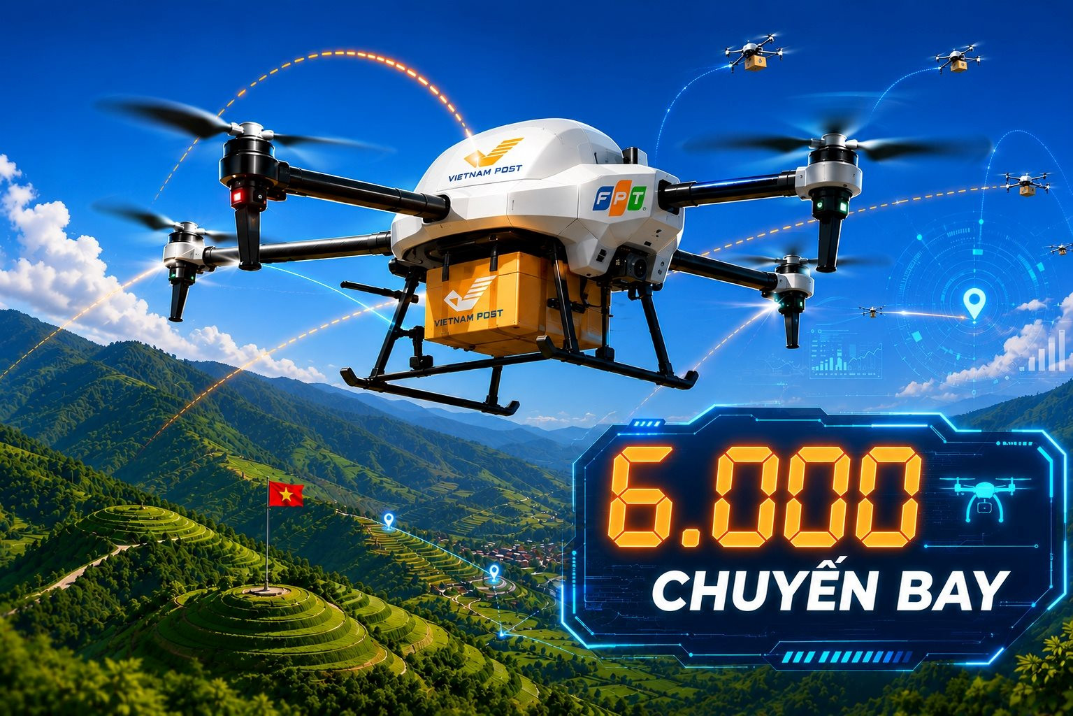 FPT, Vietnam Post... được phép bay 6.000 chuyến UAV trên bầu trời Điện Biên - Ảnh 1
