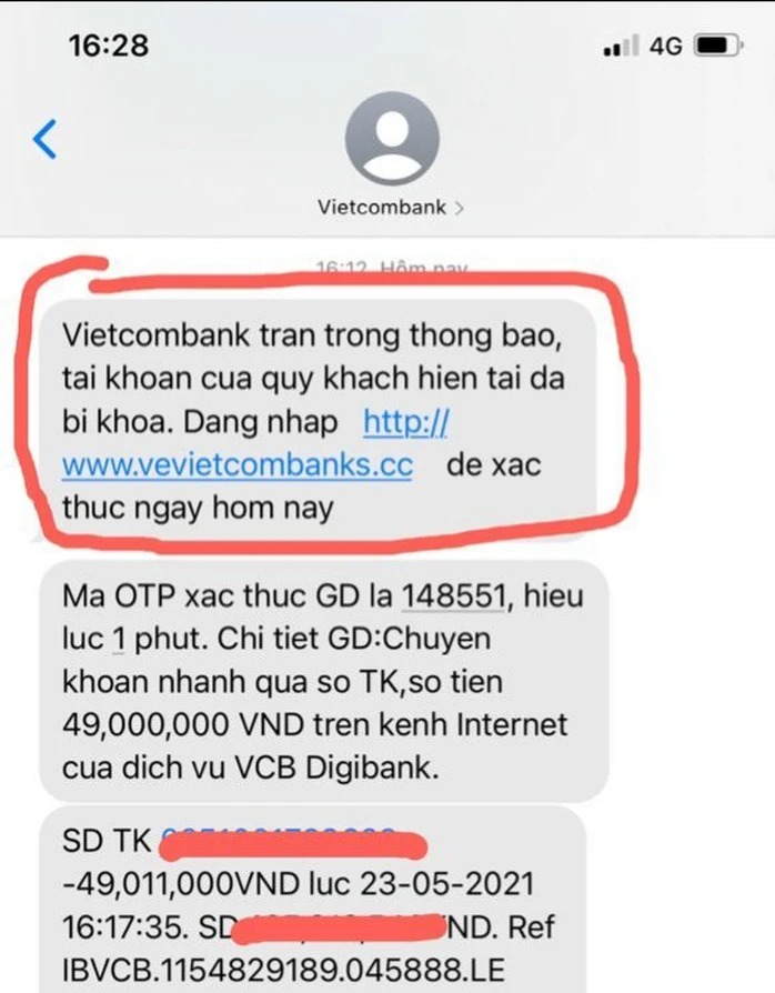 Vietcombank cảnh báo khẩn về tin nhắn gửi tới khách hàng - Ảnh 1
