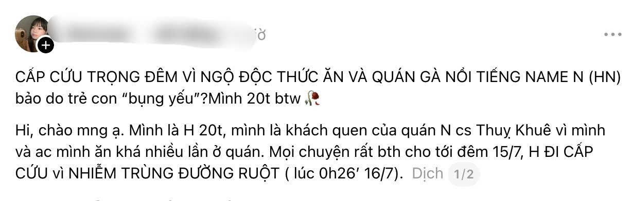 Bị tố làm khách bị ngộ độc, PHẢI ĐI CẤP CỨU vì NHIỄM TRÙNG ĐƯỜNG RUỘT: Đại diện Nollowa Chicken Thụy Khuê (Hà Nội) nói gì? - Ảnh 1