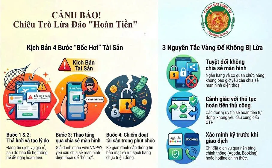 Cảnh giác chiêu trò lừa đảo hoàn tiền dịch vụ qua chia sẻ màn hình điện thoại - Ảnh 1