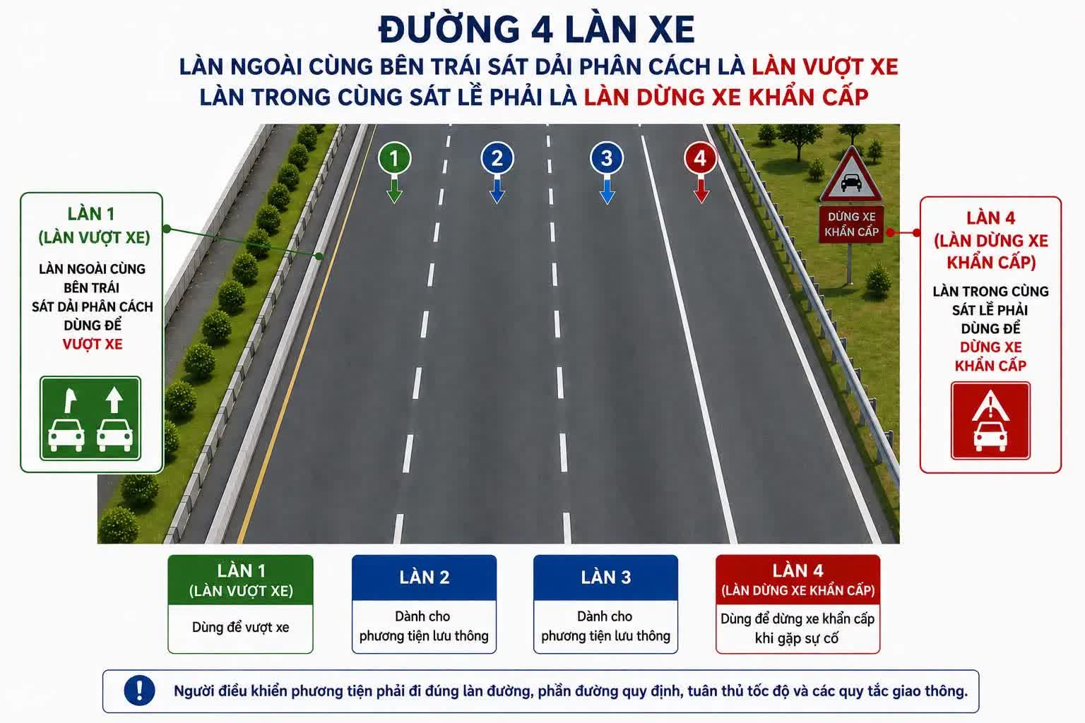 Đề xuất "làn vượt xe" trên cao tốc: Bắt buộc chuyển về làn phải sau khi vượt