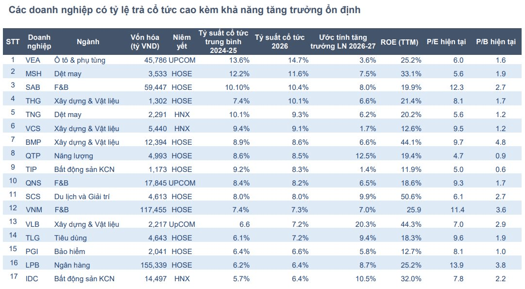 Chuyên gia chỉ ra nhóm DN vừa trả cổ tức tiền mặt đều, vừa đảm bảo tiềm năng tăng trưởng dài hạn - Ảnh 1