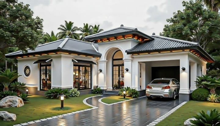Chi phí xây nhà mái Nhật 1 tầng 4 phòng ngủ 120m² bao nhiêu?
