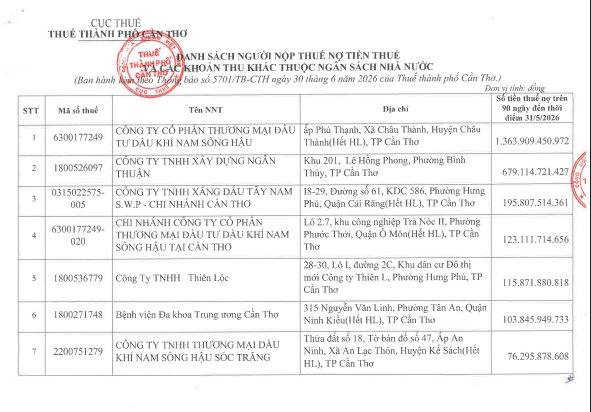 Cơ quan thuế công khai danh sách 722 người nộp thuế chưa hoàn thành nghĩa vụ về thuế - Ảnh 1