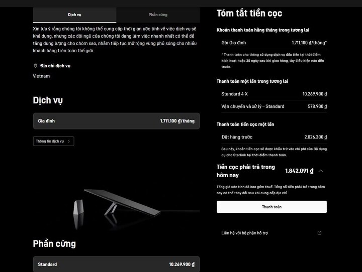 Chi phí Starlink tại Việt Nam hơn 12,5 triệu đồng cho tháng đầu tiên - Ảnh 1