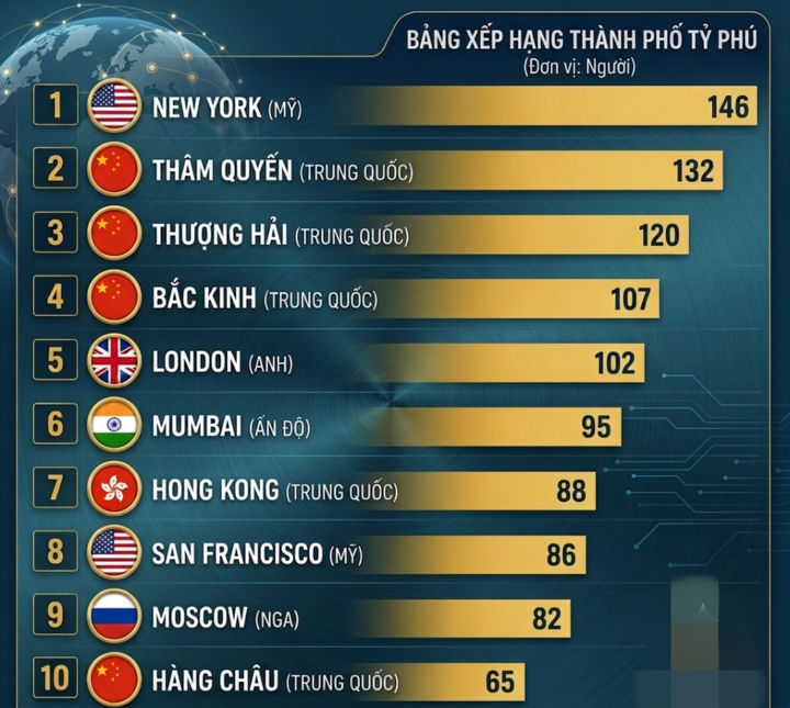 Thành phố nhiều tỷ phú nhất thế giới 2026? - Ảnh 1