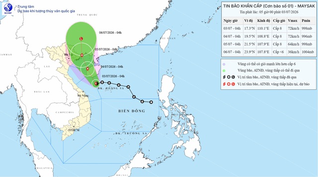 Bão số 1 Maysak hình thành trên Biển Đông, giật cấp 10, mưa to đến 350mm - Ảnh 1