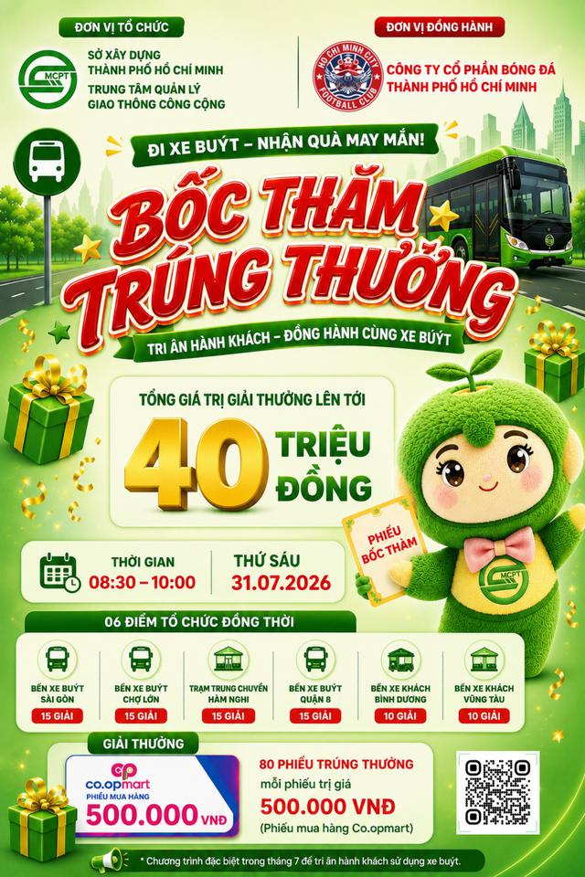 Ngày mai, người dân TP.HCM đi xe buýt miễn phí còn được bốc thăm trúng thưởng