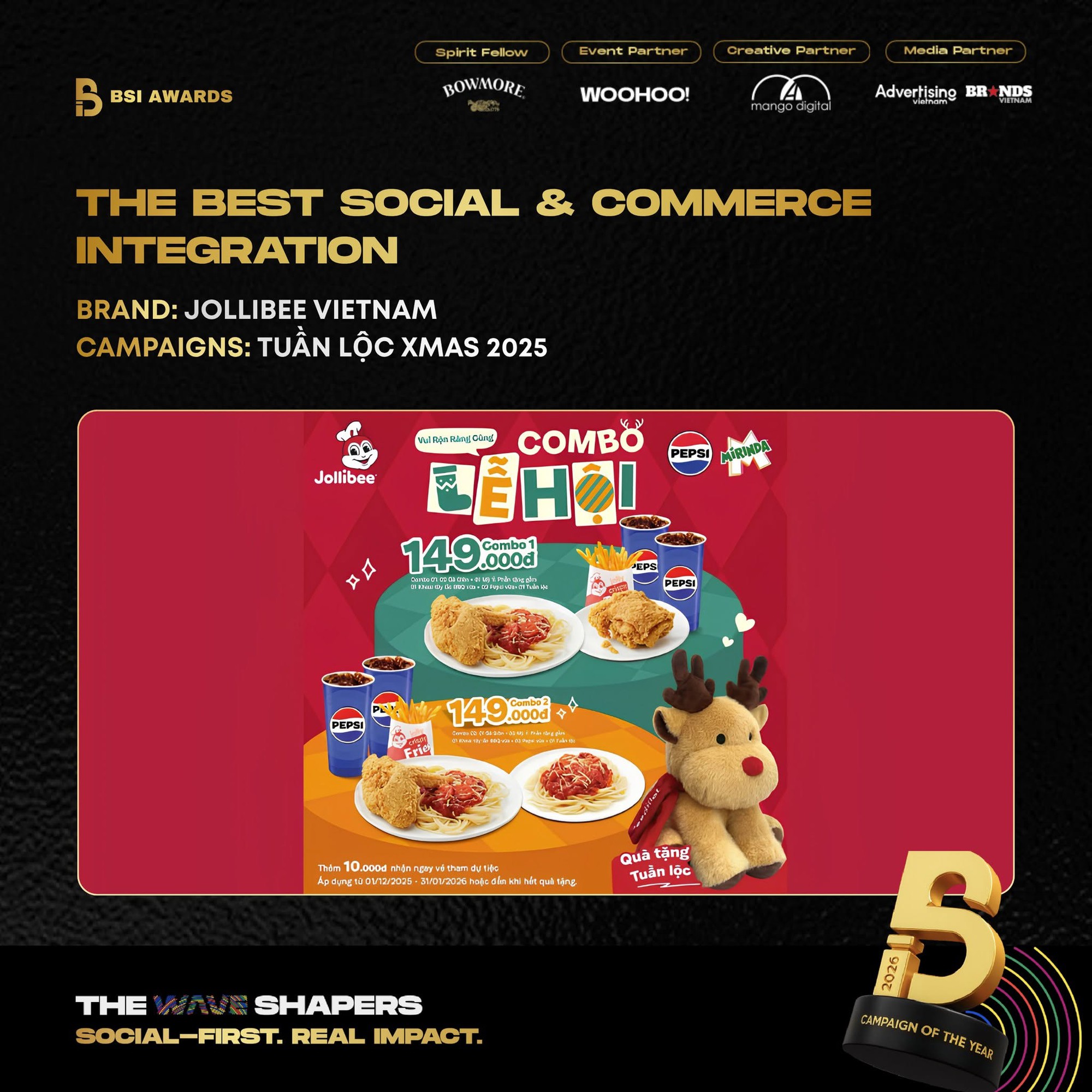 Jollibee Việt Nam đạt giải Vàng BSI Awards 2026, ghi nhận ROI Marketing 250%