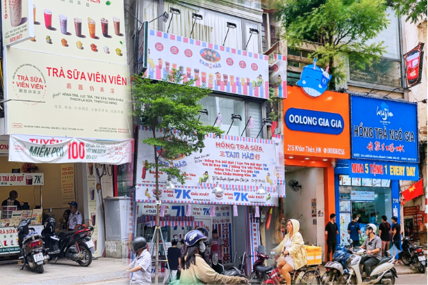 Một đoạn phố ở Hà Nội thành 'thánh địa' trà sữa 7-15k: Chen nhau mở cửa hàng, chỉ vài bước chân lại gặp một quán
