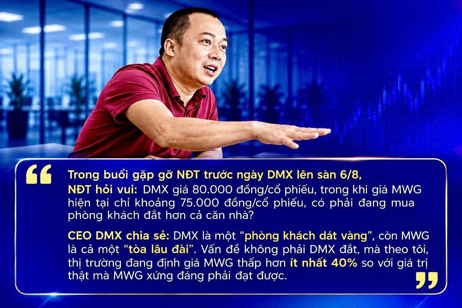 Ông Hiểu Em: DMX là “phòng khách dát vàng”, MWG là cả “toà lâu đài” bị định giá thấp hơn 40% giá trị thực