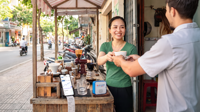 VNPAY trang bị loa thông báo giao dịch, giúp hộ kinh doanh giảm chi phí chuyển đổi số