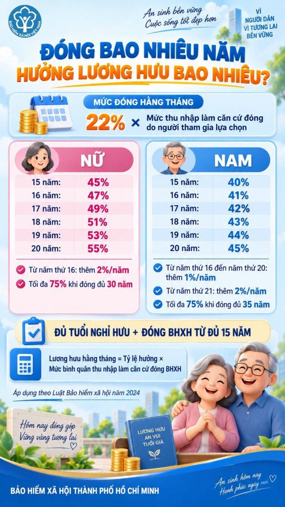Người lao động đóng BHXH 15 năm, 20 năm, 30 năm... có tỷ lệ hưởng lương hưu hàng tháng khác nhau thế nào? Cơ quan BHXH phát thông tin quan trọng - Ảnh 1