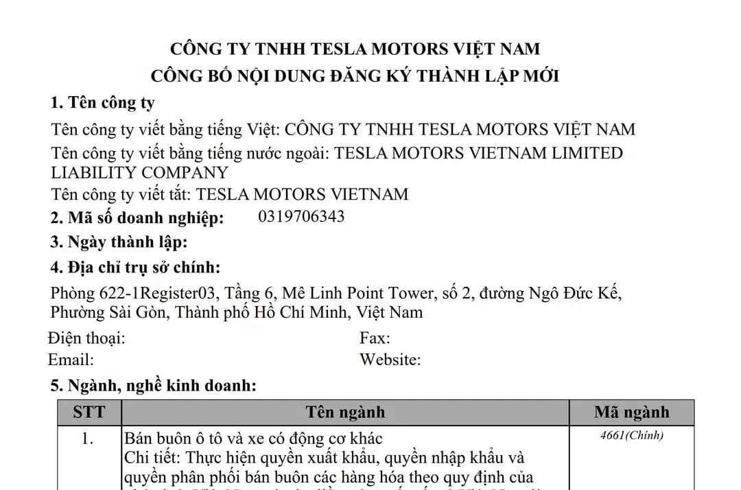 Tesla đăng ký công ty ở Việt Nam, người Việt sắp được mua xe của Elon Musk chính hãng? - Ảnh 1