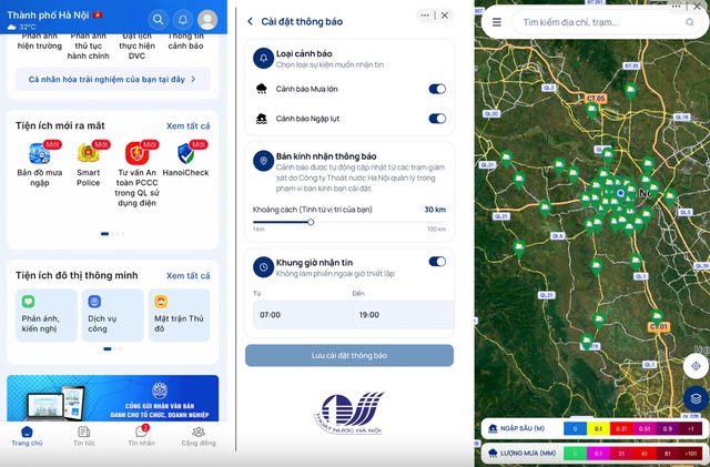 Mini App ‘Bản đồ Mưa ngập’ trên iHanoi: Thêm một ‘lá chắn số’ bảo vệ người dân