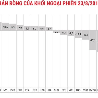 Phiên ngày 23/8: Khối ngoại tiếp tục bán ròng hơn 203 tỷ đồng