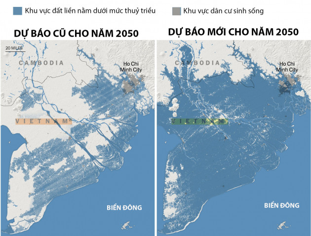 Toàn bộ miền Nam Việt Nam có nguy cơ bị ngập vào năm 2050