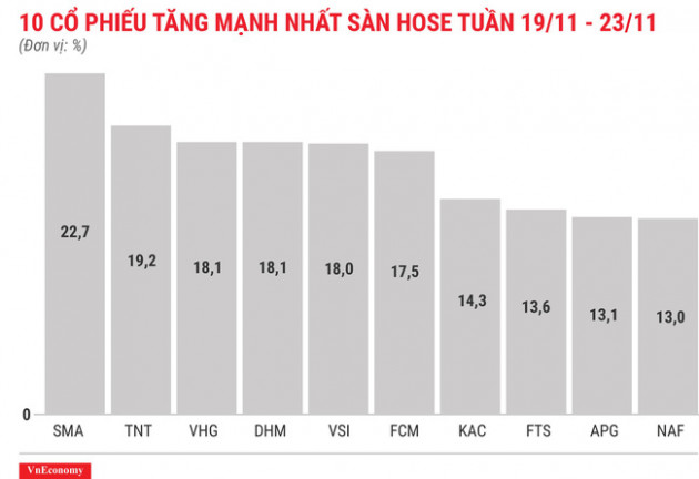 Top 10 cổ phiếu tăng/giảm mạnh nhất tuần 19-23/11 - Ảnh 3.