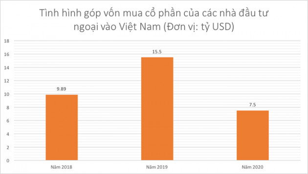 Vì đâu năm 2020 nhà đầu tư ngoại góp vốn mua cổ phần đột biến giảm mạnh? - Ảnh 1.