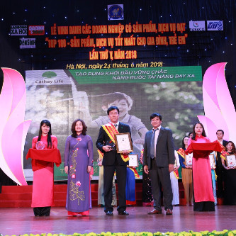 Cathay Việt Nam đạt Top 100 sản phẩm tốt nhất cho gia đình, trẻ em