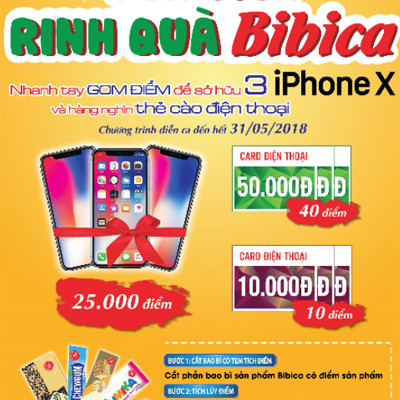 Cơ hội trúng thưởng iPhone X khi mua sản phẩm Bibica