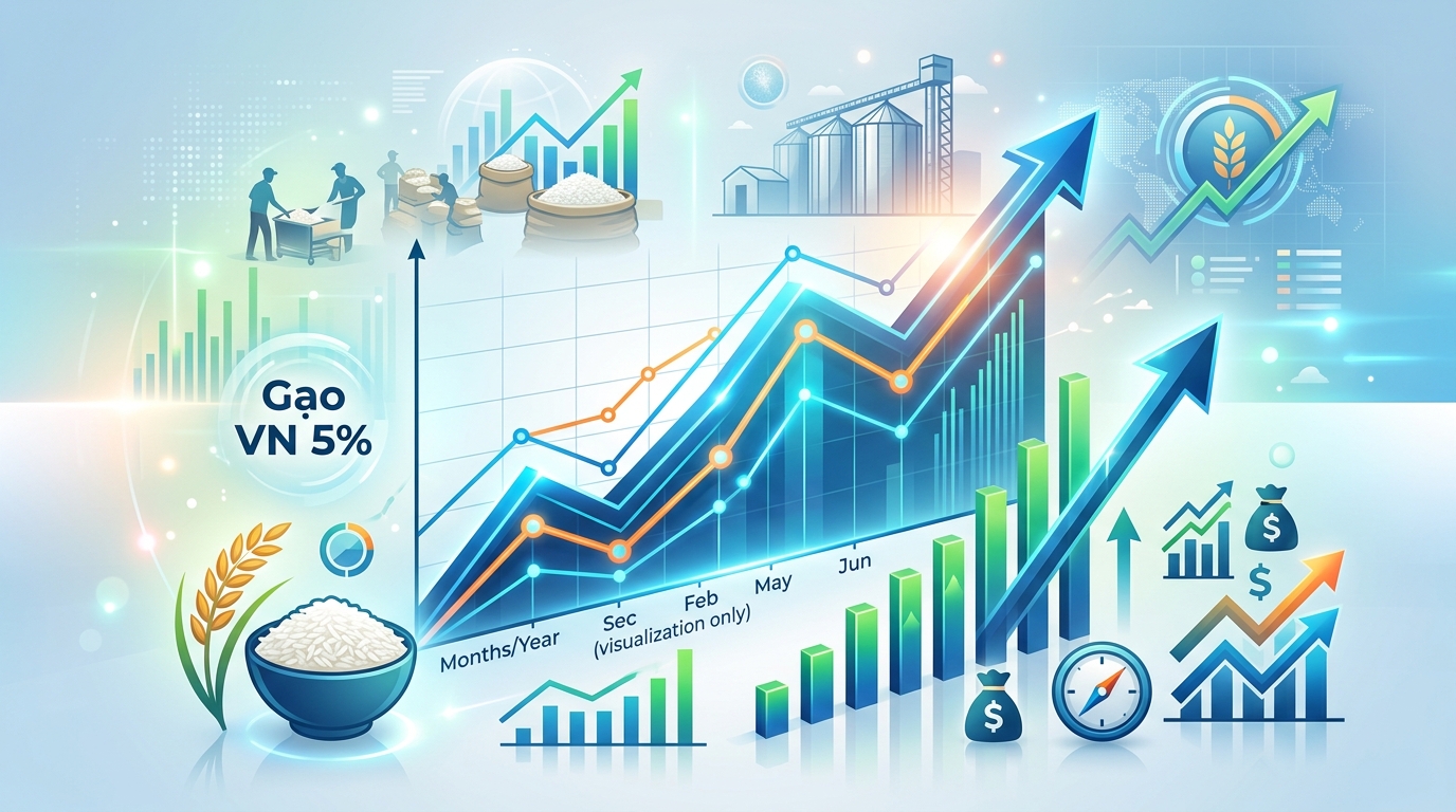 Thị trường Gạo VN 5% tháng 05/2026: Biến động giữa áp lực nguồn cung và nhu cầu dự trữ toàn cầu